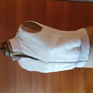GAP Kids (Women S) Fur Vest Sweater Zip Up White Knit Back